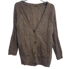 ニット セーター カーディガン レディース M ブラウン ボタン ラグラン ポケット付き 秋冬 古着卸 アメリカ仕入 a612-6989