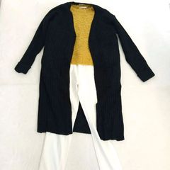 【コーデ売り】ショコラフィネローブ 　chocol raffine robe　ニット　ジーンズ　パンツ　カーディガン　ロングカーディガン　イエローニット　白デニム　黒カーディガン　黄色ニット　白ズボン　良品　Mサイズ　フリーサイズ　セット売り　まとめ売り
