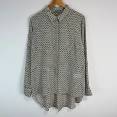 美品　MAX&Co. マックスアンドコー シャツ ブラウス レディース ベージュ 総柄 シルク100% サイズ48 古着