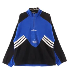 adidas (アディダス) 80S-90S VINTAGE 万国タグ ハーフジップフリースジャケット ブラック/ブルーのサムネイル