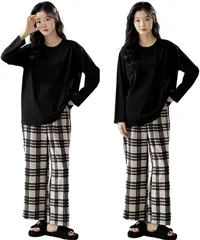 Electric Circus 長袖 パジャマ 上下 セット ロンT 部屋着 寝巻き 入院 旅行 寝間着 ルームウェア レディース(B)