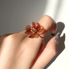 【春新作】深紅の椿　リング　サイズ調整可　フリーサイズ　18k