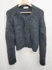 ◇ ⊇ PAGEBOY ショート丈 長袖 シャギー　ニット　カーディガン サイズF ブラック レディース P  【1410230005758】