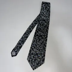 KIMIJIMA ネクタイ 日本製 シルク100% ペイズリー柄 花柄 ブラック
