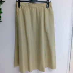 [BURBERRY]バーバリー ロングスカート レディース 古着 シンプル サイズL 黄土色（い-221，ス）