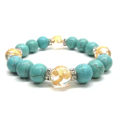 12mm 四神獣金彫水晶×ターコイズ パワーストーン ブレスレット 運気上昇 開運 金運 健康運 厄除け お守り 青龍 白虎 玄武 朱雀 （シルバー）メンズ・レディース　男性・女性　数珠ブレス　開運 /2  [6]