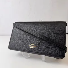✨Bランク   COACH　ショルダーウォレット　二つ折り財布　長財布　バッグ　財布　ブラック　レザー　F30256  「61EL」