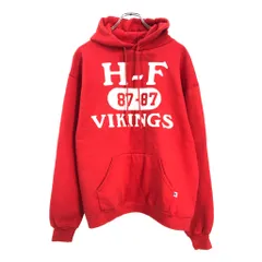 80年代 USA製 RUSSELL ATHLETIC ラッセル スウェットパーカー レッド(メンズ L)中古 古着 V1309