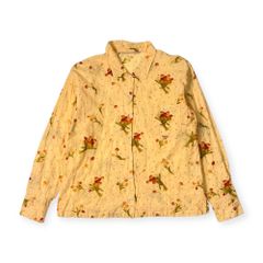 美品 マドモアゼルノンノン 麻100% リゾート 総柄 リネンシャツ ゆったり 美品❣️ マドモアゼルノンノン リネンシャツ 麻100% 七分袖 淡い