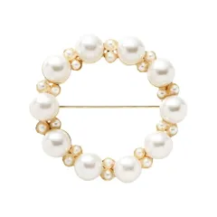 【B：ゴールド×ワンサイズ】[Cream dot. クリームドット公式] ブローチ フォーマル 卒業式 卒園式 入学式 入園式 ママスーツ コサージュ 華やか ピン 上品 エレガント パール サークル 円形 2タイプ 大人  