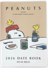 スクエア 2026年 ダイアリー 10月始まり A6 マンスリー PEANUTS スヌーピー セピア