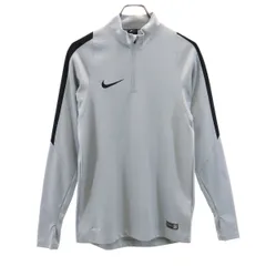 NIKE ナイキ サッカー 長袖 ハーフジップ ウェア S グレー DRI-FIT メンズ 古着