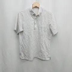 ◇ ⊂Φ WORK TRIP OUTFITS<!-利用不可文字-!> 綿混合 ストライプ柄 半袖 シャツ サイズM ホワイトグレー系 レディース E  【1410290025918】