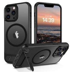 【迅速発送】スタンド付き/強MagSafeGUAGUA iPhone13Pro ケース スタンド付き MagSafe対応 半透明 いPhone 13Pro メタルキックスタンドケース マグネット搭載 半クリア 隠しスタンド マット感 横/縦置き スマホケース