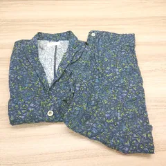 ◇ INHERIT インヘリット フロントボタン ファスナー ハーフパンツ セットアップ サイズM ネイビー マルチ メンズ E  【1308290066904】