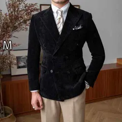 [M]メンズ  服  シンプル ファッション オシャレ 大人 かっこいい 大きいサイズ ストリート 紳士服  スリム ダブルブレスト スーツ ピット ストライプ シェニール ベルベット バンケット ライト ハイエンド ジャケット