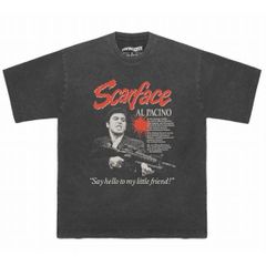 メンズ レディース 半袖Tシャツ 映画 アート Tシャツ スカーフェイス 色落ちブラック　Mサイズ
