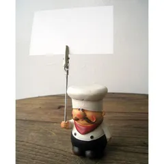 シェフ ぽっちゃりシェフ メモクリップ メモスタンド メモホルダー 写真クリップ フォトクリップ ポストカードクリップ はがきクリップ カード立て