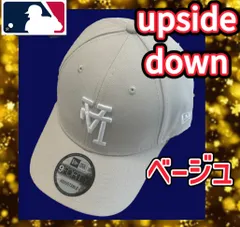 レアもの　日本未発売 ニューエラ NEWERA MLB ロサンゼルスドジャース　公式 アップサイドダウン　逆さロゴ 人気　ベージュ　アースカラー 9FORTY アジャスター付き フリーサイズ　大谷翔平選手　MVP チャンピオン　ワールドシリーズ