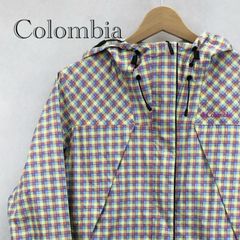 Columbia コロムビア マウンテン パーカー PL0010 OMNI-TECH フーディ ナイロン ジャケット Ｌ ピンク×イエロー チェック レディース コロンビア
