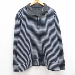 XL/古着 ノーティカ 長袖 ブランド ハーフジップ スウェット メンズ ワンポイントロゴ 大きいサイズ 紺 ネイビー ボーダー 23oct04 中古 ス