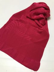 【中古】 帯揚げ 正絹 菊花の地紋 ピンク無地 