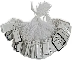S.fields.inc 値札タグ ひも付き 100個 ミニ ジュエリー用 宝石 アクセサリー ジュエリーラベル( シルバー)
