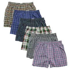 [ステイランド] トランクス 綿100% 4枚セット 6枚セット 前開きボタン付き メンズ (3L, チェック柄6枚セット)