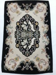 新品　OKAJIMA    ゴブラン　玄関マット　新春　新年　お正月　ブラック　黒　すべり止め　50cm ８０cm  エスニック　インド　ＯＪＭ１３３ＢＬ