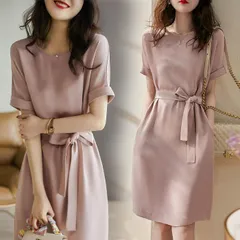 レディース ワンピース レディース フォーマル 着痩せ ワンピース 大人 上品 ウエストリボン 夏 薄手 無地 ハイウエスト エレガント キレイめ シンプル フォーマル 大人可愛い 着痩せ 通勤 膝丈 パーティ カシュクールワンピース 半袖qxyc02