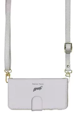 iPhone 16 Pro ケース 手帳型 アイフォン16プロ スマホケース スマホショルダー レザー ストラップ シベリアンハスキー ハスキー ワンポイント かわいい 調節可能 130cm  カラー03