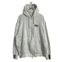 adidas プリントスウェット パーカー M ホワイト アディダス ジップアップ バックプリント 古着卸 アメリカ仕入 a701-6019