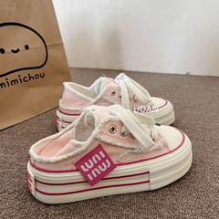 キャンバススニーカー 厚底 レディース 女性 厚底靴 靴 2way 通学 かわいい靴 可愛い スニーカー キャンバスシューズ カジュアル 普段 毎日履き ローカット 帆布 歩きやすい 履きやすい fu