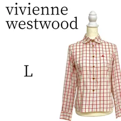 ★美品 vivienne westwood 白・赤チェック柄 長袖 シャツ Lのサムネイル