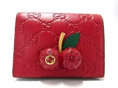 美品❤️ グッチ　GGスプリーム　 チェリー　インターロッキング　 ミニ財布 グッチ 折り財布 GGスプリーム インターロッキング チェリー PVC