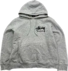 STUSSY ☆ ベーシック 胸ロゴ フーディー スウェット パーカー グレー M ストリート スケーター ヒップホップ 古着 ステューシー■FA241