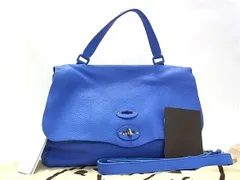 ■美品■ ZANELLATO ザネラート ポスティーナ レザー 2WAY ハンドバッグ ショルダー 肩掛けかばん レディース ブルー系 FM4482のサムネイル