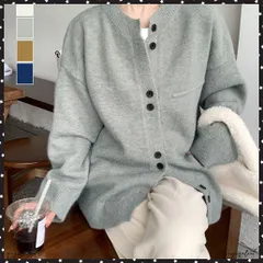 ニットカーディガン レディース アウター 開襟セーター クルーネック ボタン付き 長袖ニットソー 体型カバー 前開き 通勤オフィス 大人 着やせ カジュアル 秋冬ニットトップス 無地ニット ニットウェア