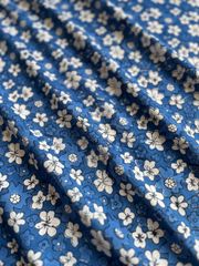 Sarasa Fabric 1.8m  ブルーに白い小花柄　ブロックプリント　ハンドブロックプリント　ハンドメイド　手仕事　木版プリント　木版印刷　更紗