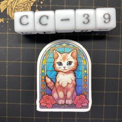 방수 스티커 고양이 스테인드 글라스 스타일 일러스트 멋진 CC-39