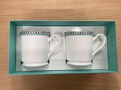 SA38 TIFFANY&Co ティファニー ペアマグカップ プラチナブルーバンド 箱付