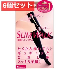 6個セット スリムウォーク 美脚ハイソックス ブラック S-M
