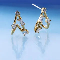 【スタッドピアス/11×16mm 色:ゴールド】[Adelina Style] ピアス レディース 人気 1ペア 18KGP スタッドピアス S925 シルバーピアス キュービックジルコニア 金属アレルギー対応 (タイプF)