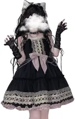 【★数量限定★】[Lady Lazy] [レディレイジー] ゴスロリ JSK ワンピース ドレス リボン 黒ロリ コスプレ ひざ丈 ブラック