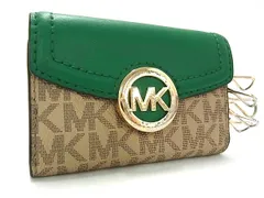 ■美品■ MICHAEL KORS マイケルコース レザー×PVC 6連 キーケース 鍵入れ レディース グリーン系×ベージュ系 DK3021
