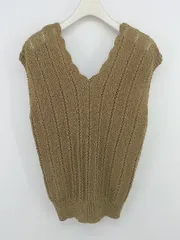 ◇ SENSE OF PLACE URBAN RESEARCH 透かし編み スカラップ ノースリーブ ニット ベスト サイズF ブラウン系 レディース P  【1302150003542】