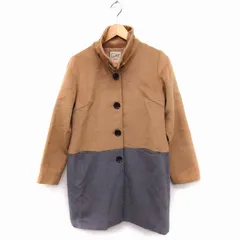 チャオパニック CIAOPANIC ステンカラー スタンドカラー 2WAY コート アウター ミドル丈 起毛 バイカラー F キャメル 茶 グレー 灰 /FT37のサムネイル