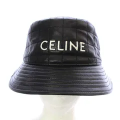 セリーヌ CELINE 帽子 バケットハット キルティング ラムレザー M 57cm 黒 ブラック /YO22 ■OH