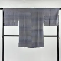 道行 身丈92.5cm 裄丈66.5cm M 和装コート 角衿 ぼかし柄 灰紫 正絹 美品 秀品 【中古】