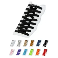 【在庫セール】[Ｌ広場] 靴紐 靴ひも ゴム 靴紐 留め具 結ばない シューレース 無地 くつ スニーカー ローカット ハイカット 靴紐 ほどけない 子供 大人 高齢者に 脱ぎ履きも簡単な結ばない靴ひも １足分(２本)